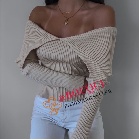 BLOGGERS FAV ZARA OFF SHOULDER FITTED KNIT TOP - Picture 8 of 16